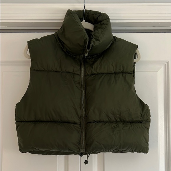 Jackets & Blazers - Olive Green Puffer Vest
